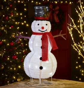 Prestige Mains Operated LED Flocked Pop-Up Snowman 100cm