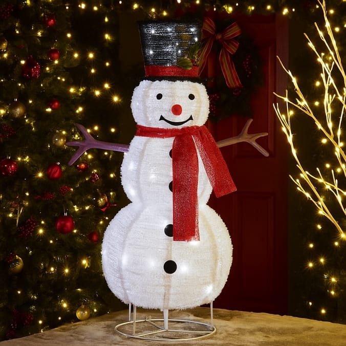 Prestige Mains Operated LED Flocked Pop-Up Snowman 100cm