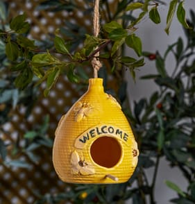Jardin Porcelain Bird House - Yellow