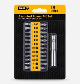 Equip Assorted Power Bit Set with 60mm Extension Bar 19 Piece