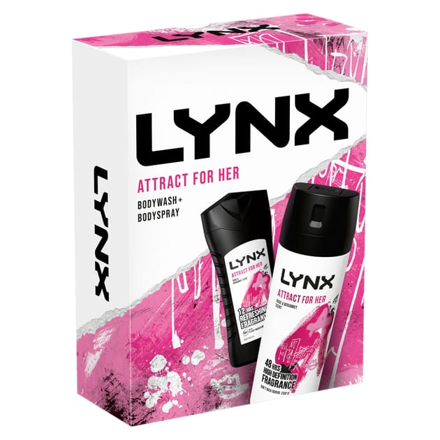 Lynx Body Spray Duo Gift Set Attract For Her Home Bargains