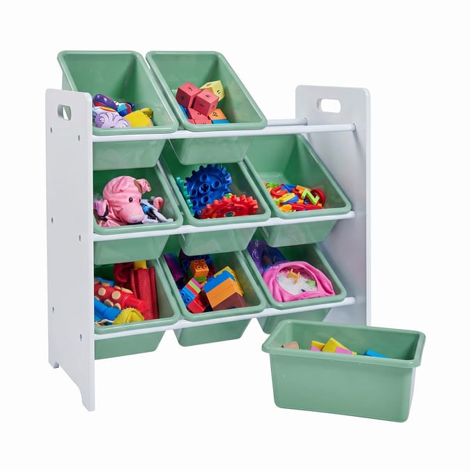 Liberty House Toys Kids 9 Bin Storage Unit - White & Forest Green