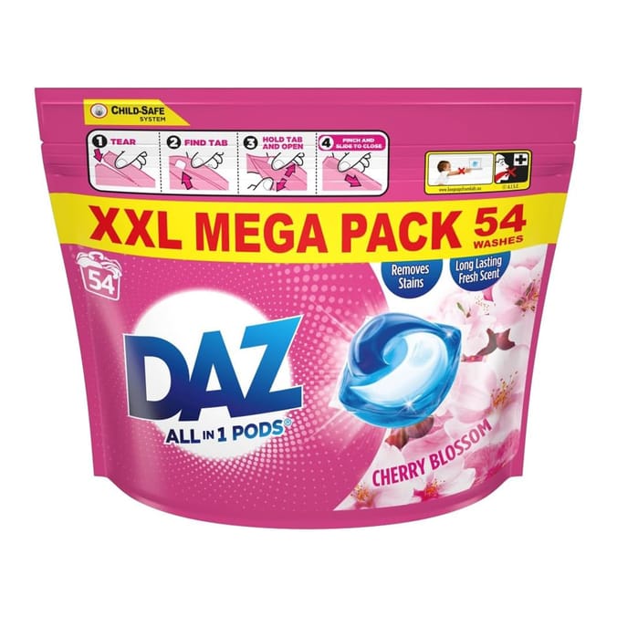 Daz All-in-1 Washing Capsules 54 Washes - Cherry Blossom
