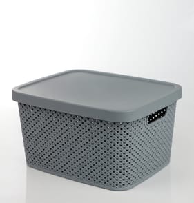 Diamond 7L Storage with Lid  - Grey