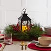 Winter Charm LED Lantern in Wreath - Red