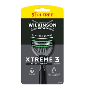 Wilkinson Sword Xtreme 3 Black Men's Disposable Razors 3+1 Pack  