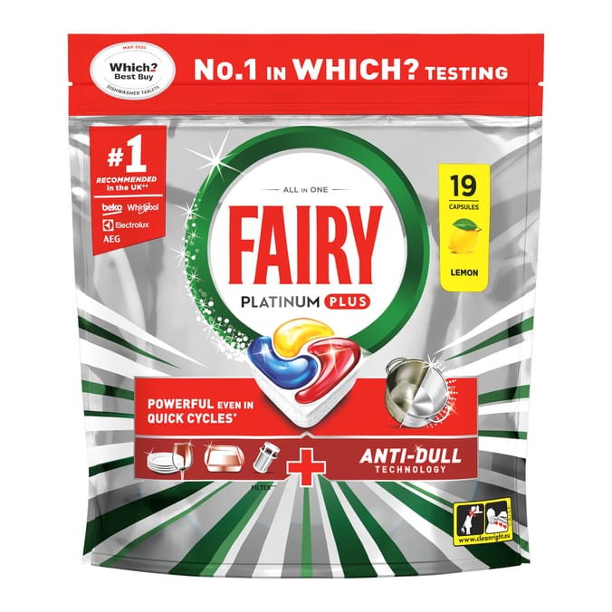 Fairy Platinum Dishwasher Tablets 19 Washes - Lemon