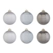 Nordic Spirit 8cm Baubles 6 Pack - Silver