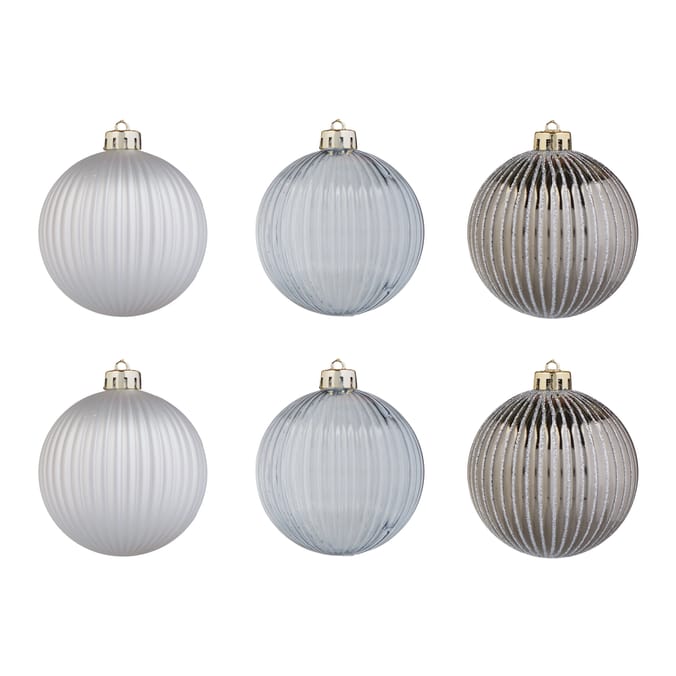 Nordic Spirit 8cm Baubles 6 Pack - Silver