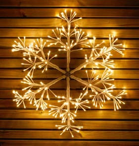 Prestige Mains Operated LED Light-Up Starburst Snowflake 60cm - Warm White