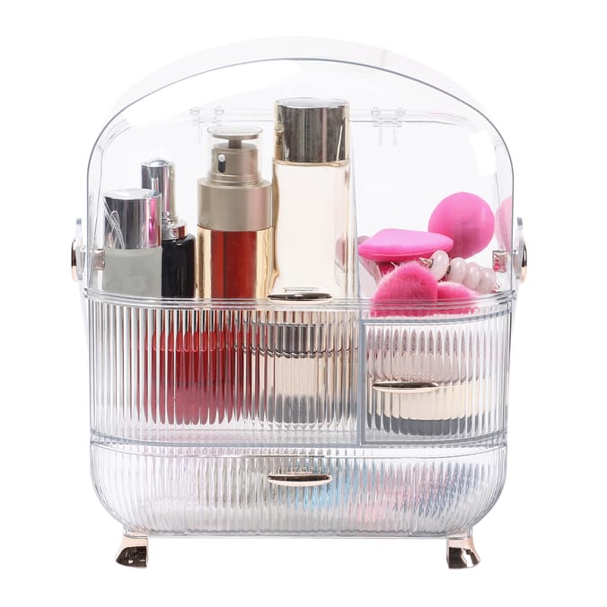 Make Up Organiser Cosmetic Ribbed Storage Box