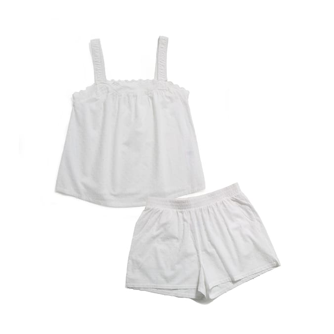Originals Ladies White Cotton Dobby Pyjama Set