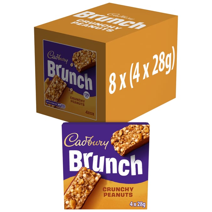 Cadbury Brunch Oats Peanut Chocolate Cereal Bars 4 Pack 112g x8