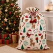Sleigh Bells Large Canvas Novelty Christmas Sack - Santa
