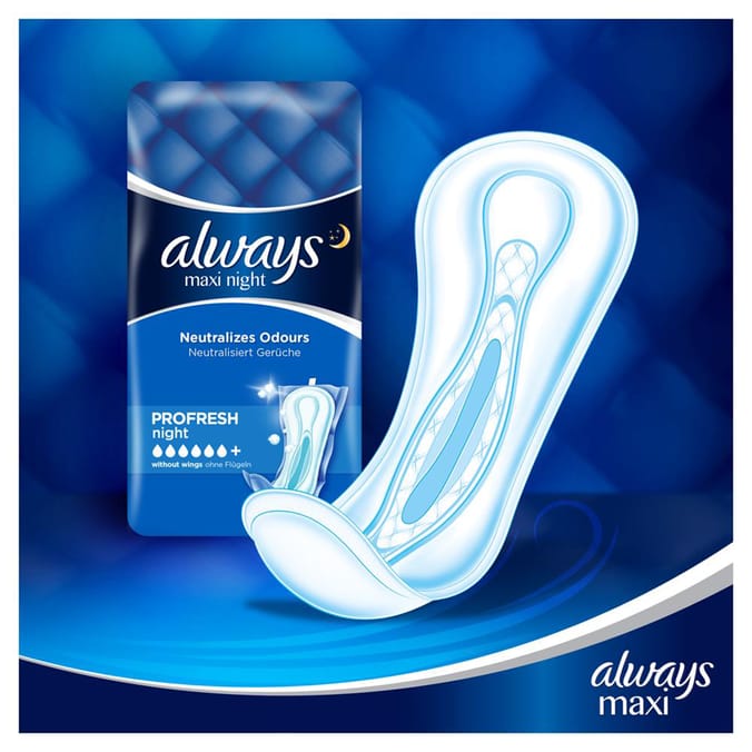 Always Maxi Profresh Night Sanitary Towels 9s x5