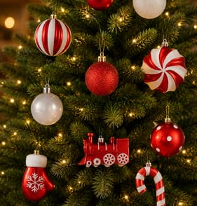 Sleigh Bells Candy Christmas Baubles 50 Pack - Red