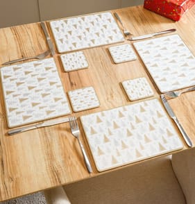 Festive Feeling Placemats & Coasters - Gold & Silver