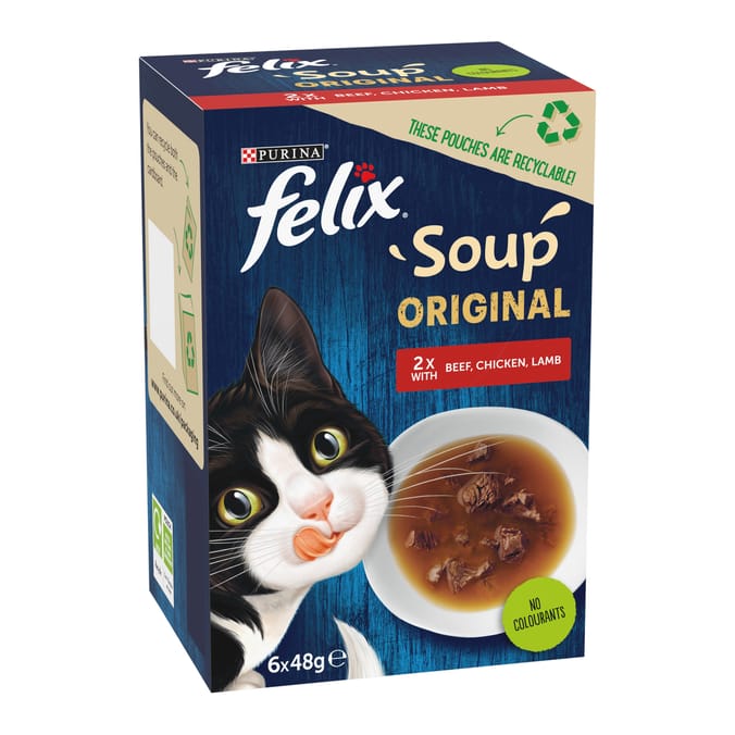 Felix Soup Farm Selection Wet Cat Food 6 x 48g - Chicken, Beef and Lamb