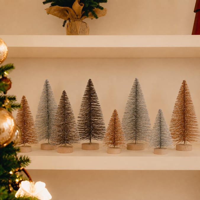 Winter Luxe Sisal Brush Christmas Trees Set Of 8