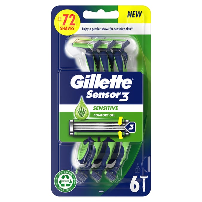 Gillette Sensor3 Sensitive Men's Disposable Razor 6 Pack