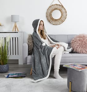 The Winter Warmer Collection  Hooded Snuggle Blanket - Grey