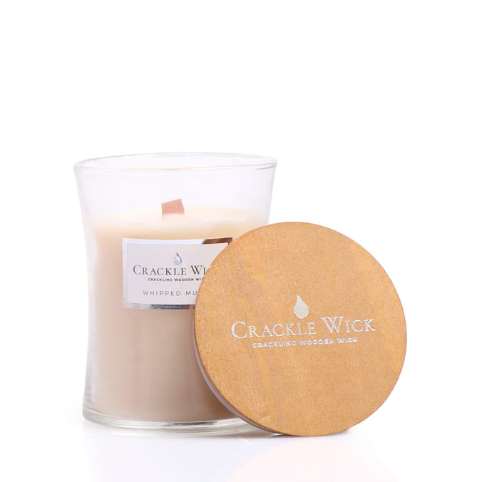 Crackle Wick Crackling Wooden Wick Medium Hourglass Scented Candle Whipped Musk Home Bargains