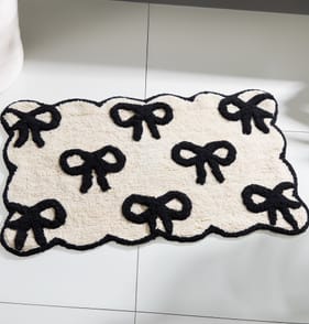 The Lifestyle Edit Non Slip Black Bow Bath Mat