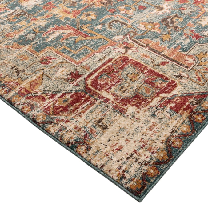 Asiatic Raja Medallion Runner  RA09 -Teal/Multi