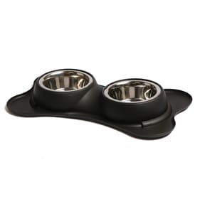 My Pets Double Bowl Bone - Black