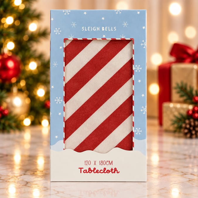Sleigh Bells Striped Table Cloth
