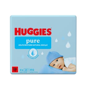 Huggies Pure Plastic Free Baby Wipes 48's 4 Pack