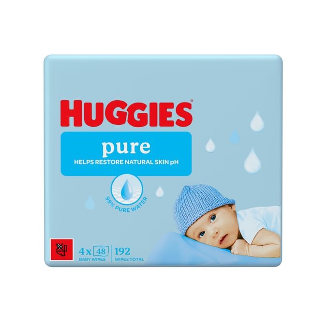 Huggies Pure Plastic Free Baby Wipes 48's 4 Pack