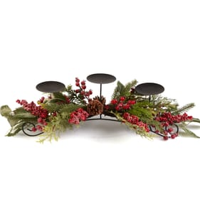 Festive Feeling Berry Table Candle Holder - Red