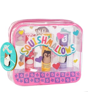 Squishmallows Lip Balm Trio & Beauty Bag Gift Set