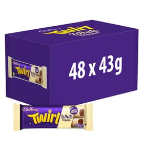 Cadbury Twirl White Dipped Chocolate Bar 43g x48
