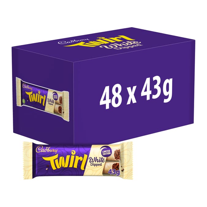 Cadbury Twirl White Dipped Chocolate Bar 43g x48