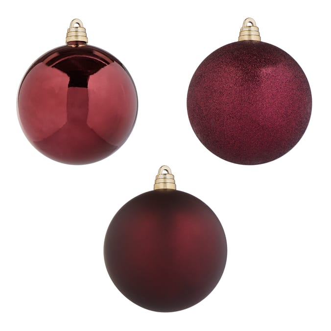 Elegance 15cm Bauble 3 Pack - Burgandy