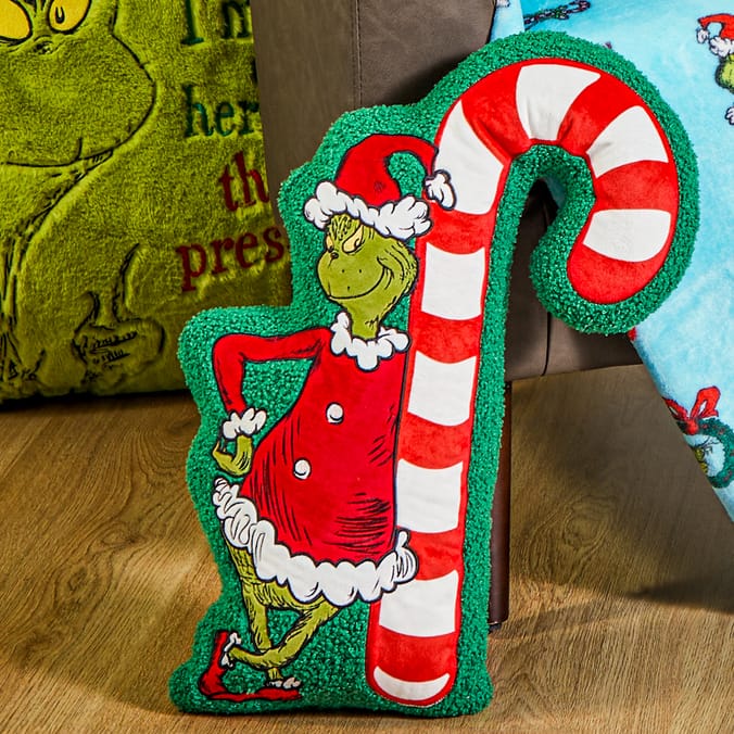 The Grinch Boucle Cushion - Candy Cane