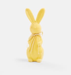 Hoppy Easter Flocked Rabbit 12" - Lemon