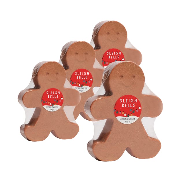 Sleigh Bells Gingerbread Man Bath Fizzer 150g x4 Home Bargains