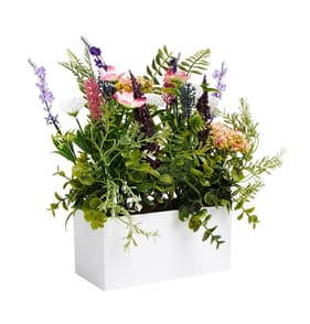 Forever Faux Mixed Flowers In White Trough