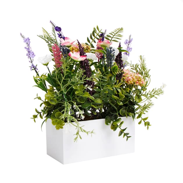 Forever Faux Mixed Flowers In White Trough Home Bargains
