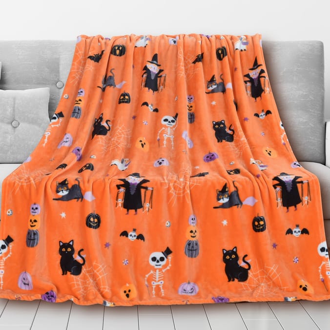 Haunted House Fleece Throw 125x150cm - Orange