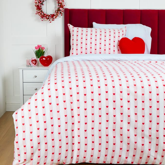 With Love Valentines Stripe Duvet Set - Double