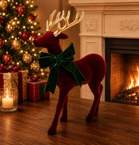 Festive Feeling Standing Flocked Reindeer