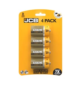 JCB: Super Alkaline D Batteries 4 Pack