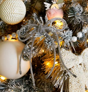 Winter's Tale Diamante Hanging Bow Decoration - Silver