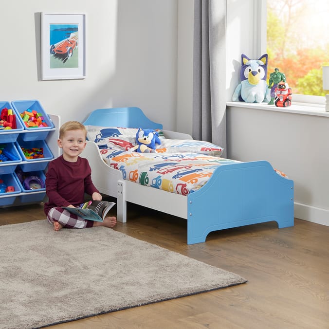 Liberty House Toys Two Tone Toddler Bed - White & Blue