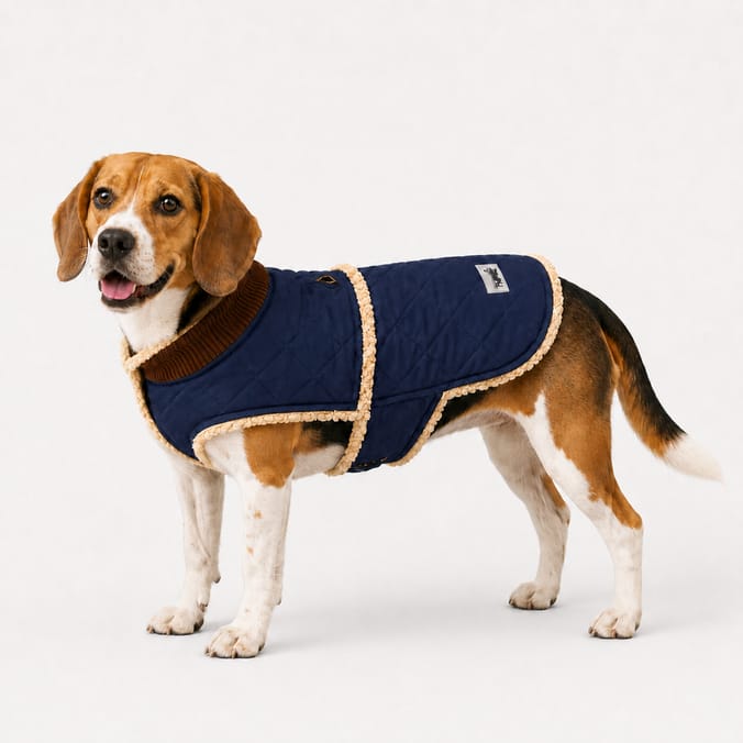 My Pets Quilted Coat Navy  