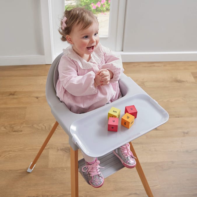 Liberty House Toys Kids High Chair – Grey and Beechwood